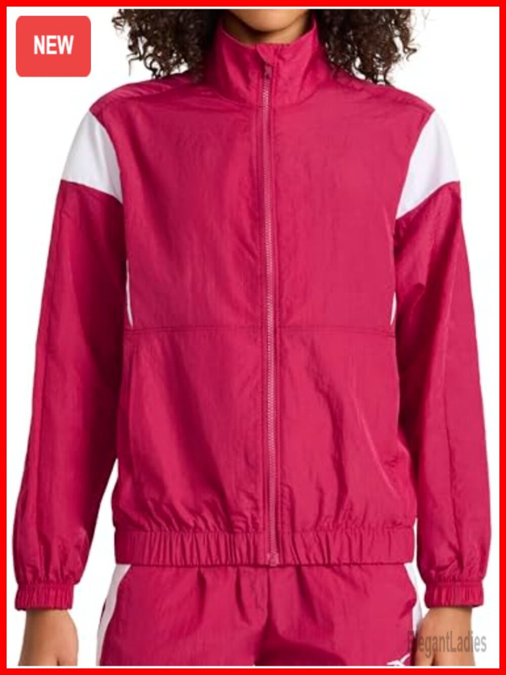 Reebok Women's Woven Jacket, Lightweight Nylon Crinkle Fabric